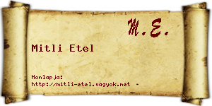 Mitli Etel névjegykártya